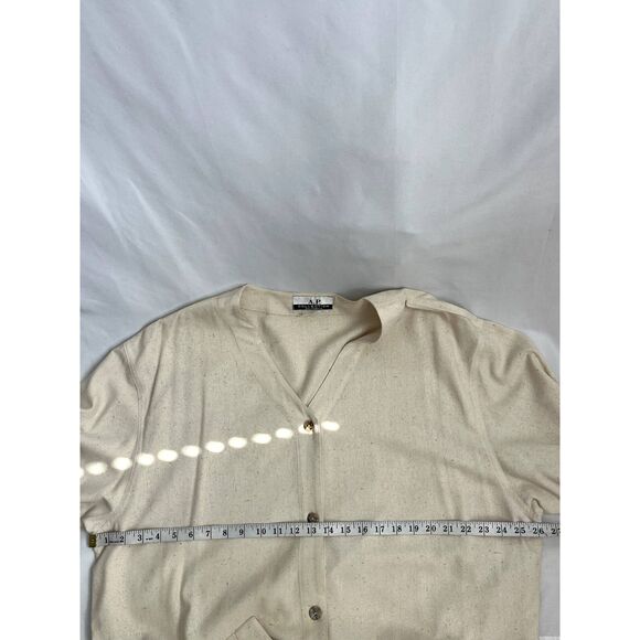 Vintage A.P. Collection Cream Lagenlook Shirt Plus Size 1X Natural Minimalist - Picture 7 of 8